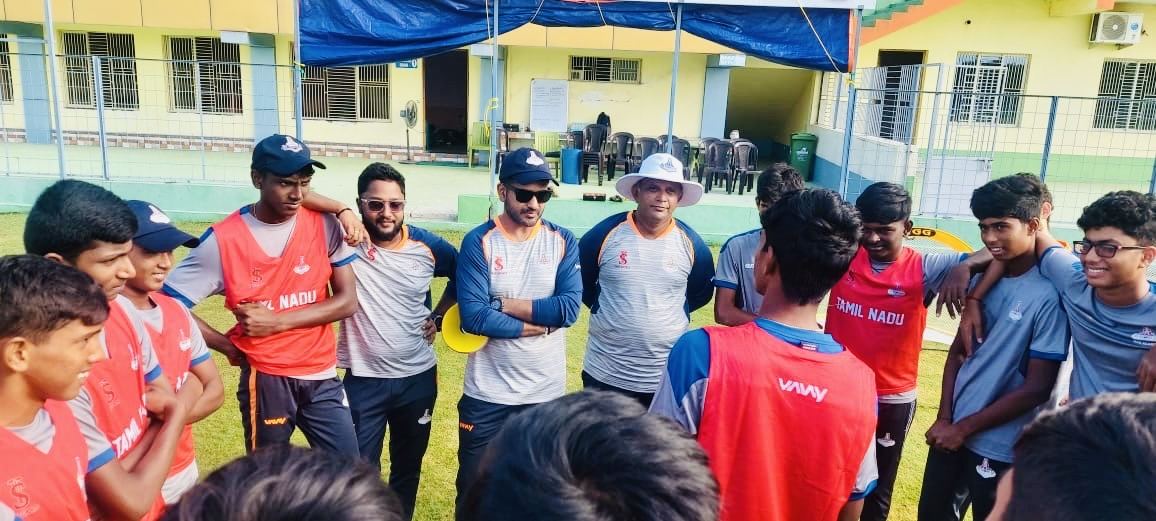 Squad debrief at the pavilion